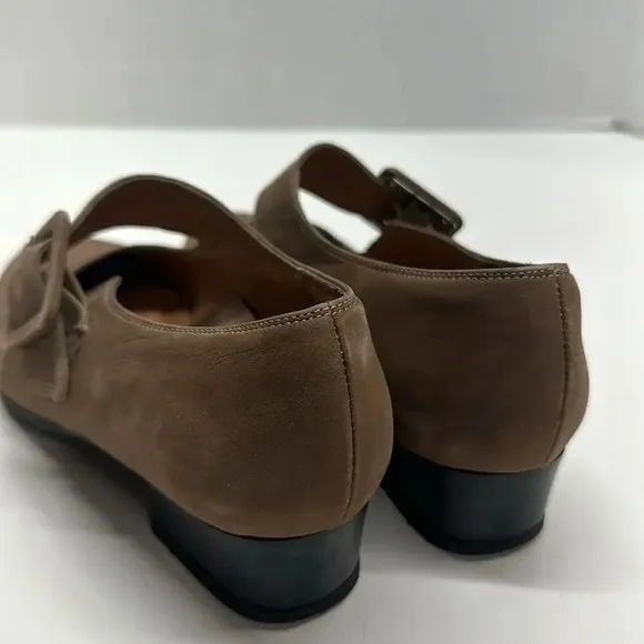 BeautiFeel Suede Mary Jane Comfort Shoes Buckle Tan Brown Size EUR 37 US 6 6.5