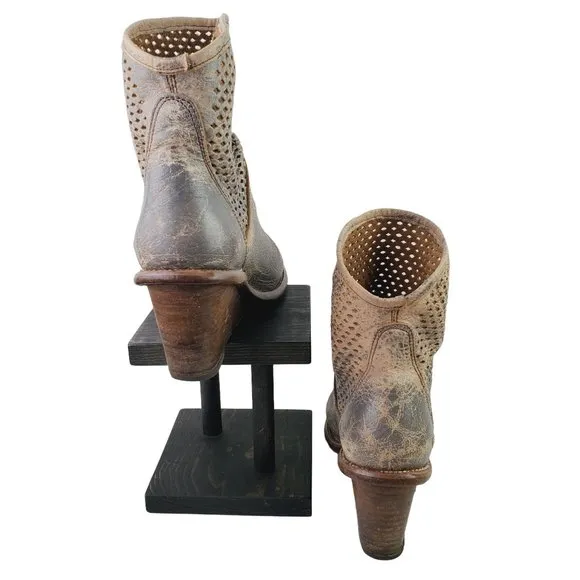 Bed Stu Dutchess Wedge Boots in Smoke Gray with Heavy Beautiful Distressing, 9.5