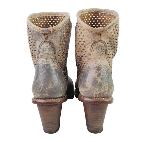 Bed Stu Dutchess Wedge Boots in Smoke Gray with Heavy Beautiful Distressing, 9.5