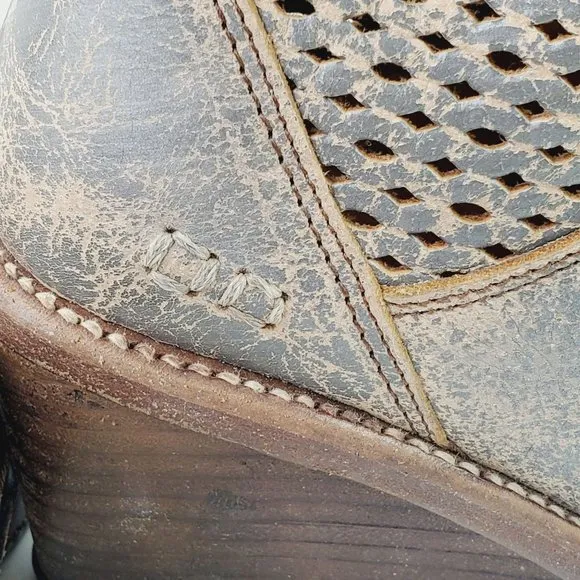 Bed Stu Dutchess Wedge Boots in Smoke Gray with Heavy Beautiful Distressing, 9.5