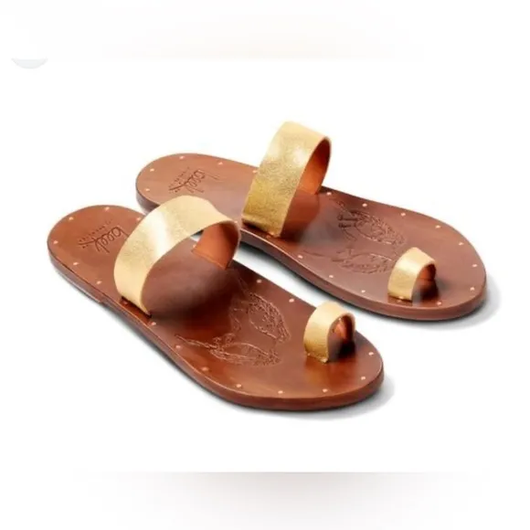 Beek leather sandals Gold/ brown Toe Ring Leather Sandals Size 10 $280