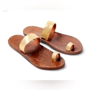 Beek leather sandals Gold/ brown Toe Ring Leather Sandals Size 10 $280