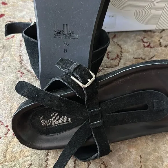 Belle by Sigerson Morrison - black suede leather sport sandals - NEVER WORN