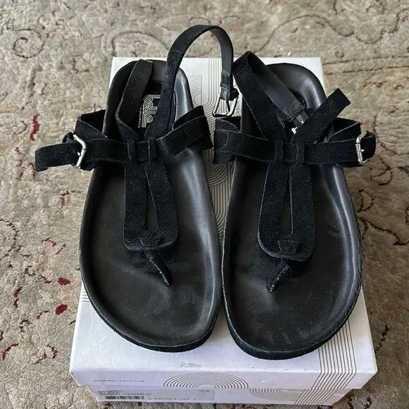 Belle by Sigerson Morrison - black suede leather sport sandals - NEVER WORN
