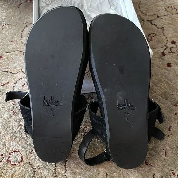 Belle by Sigerson Morrison - black suede leather sport sandals - NEVER WORN
