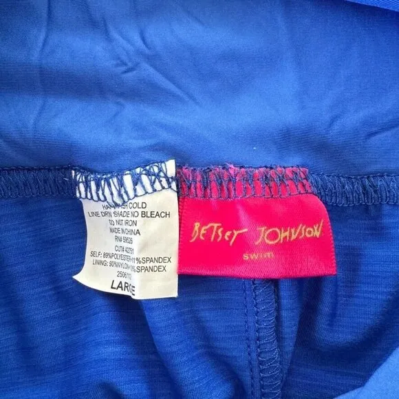 Betsey Johnson Swim Royal Blue A-Line Maxi Skirt Y2K 00s Stretch Bow Ruffles