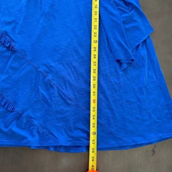 Betsey Johnson Swim Royal Blue A-Line Maxi Skirt Y2K 00s Stretch Bow Ruffles