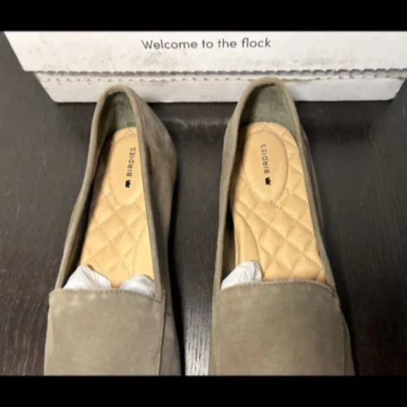 Birdies The Vesper Comfort Suede Leather Loafer Slip On Flat Shoes Sage Size 10
