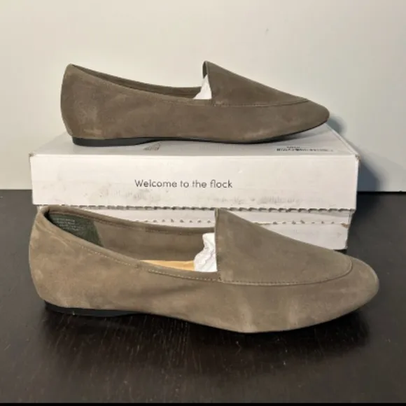 Birdies The Vesper Comfort Suede Leather Loafer Slip On Flat Shoes Sage Size 10