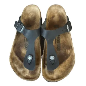Birkenstock Gizeh Thong Sandals Black Birko-Flor Womens 7-7.5 EU 38
