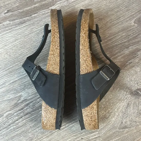 Birkenstock Gizeh Thong Sandals Black Birko-Flor Womens 7-7.5 EU 38
