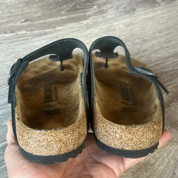Birkenstock Gizeh Thong Sandals Black Birko-Flor Womens 7-7.5 EU 38