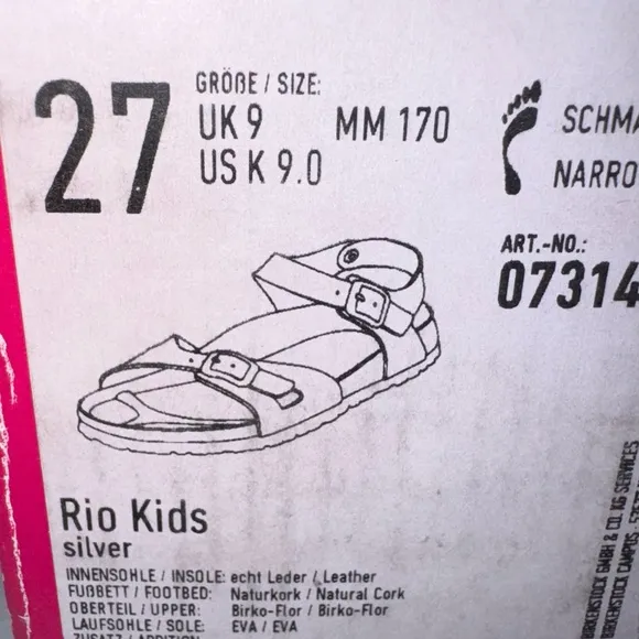 Birkenstock Kids Rio Silver Sandals🌸Girls toddler size 4🌸
