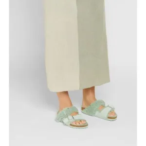Birkenstock Light Green Matcha Arizona Split Teddy Sandals Size 38 Women’s 7 to