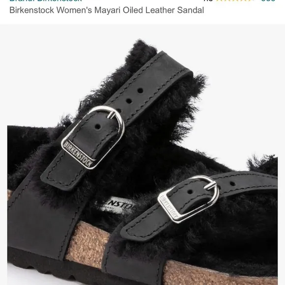 Birkenstock Mayari oiled leather shearling sandals.