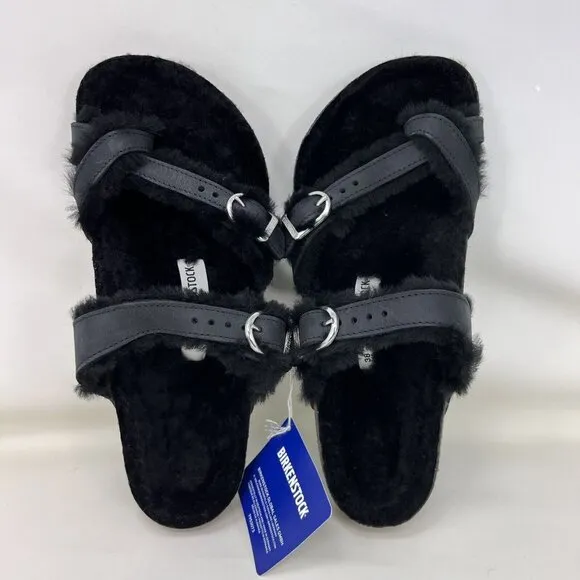 Birkenstock Mayari Shearling Lined Sandals Black Women’s Size 7 / EUR Size 38