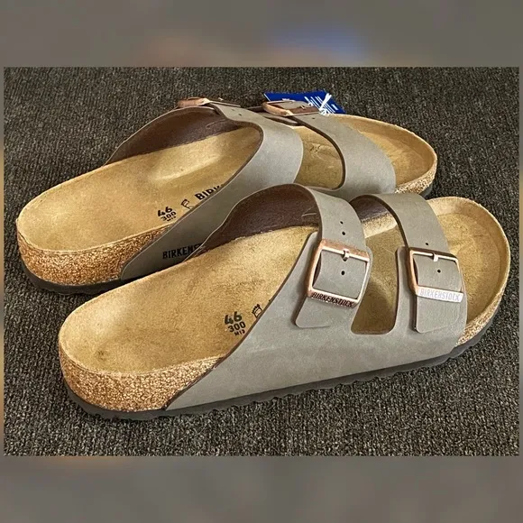 Birkenstock Men’s Arizona Birkibuc Sandals Brown Color-Size 13