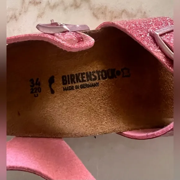 Birkenstock Rio Sandals Kids 3 Glitter Hot Pink Size 34 Girls School Shoe NEW