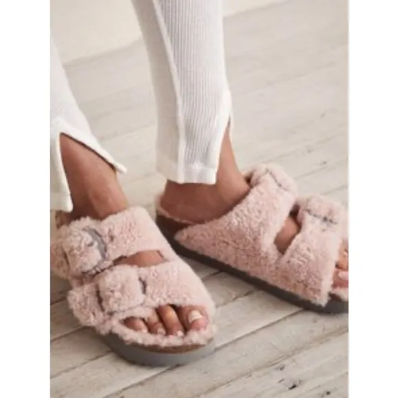 Birkenstock Sandals Papillio Teddy Pink Arizona Big Buckle Shearling EU 39 US 8