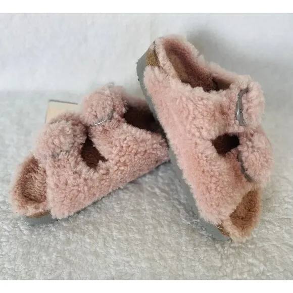 Birkenstock Sandals Papillio Teddy Pink Arizona Big Buckle Shearling EU 39 US 8