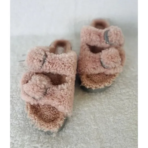 Birkenstock Sandals Papillio Teddy Pink Arizona Big Buckle Shearling EU 39 US 8
