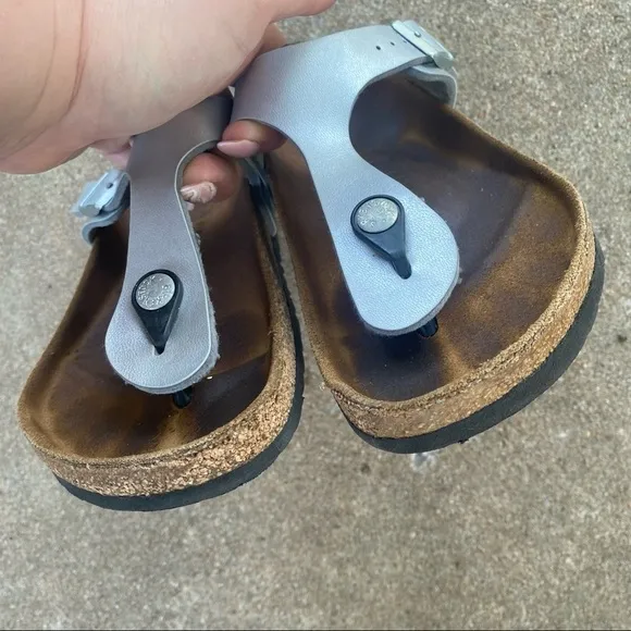 Birkenstock | Silver Gizeh Sandals 36