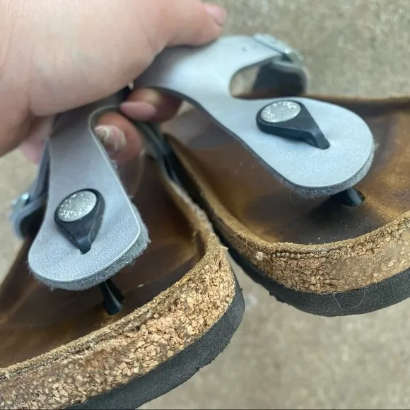 Birkenstock | Silver Gizeh Sandals 36