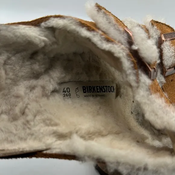 Birkenstock Sz 9 Suede Arizona Shearling Brown Sandals