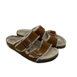 Birkenstock Sz 9 Suede Arizona Shearling Brown Sandals