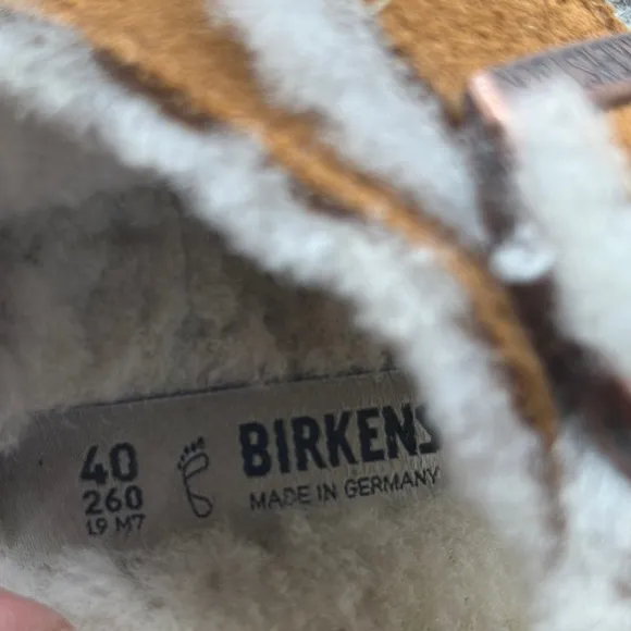 Birkenstock Sz 9 Suede Arizona Shearling Brown Sandals