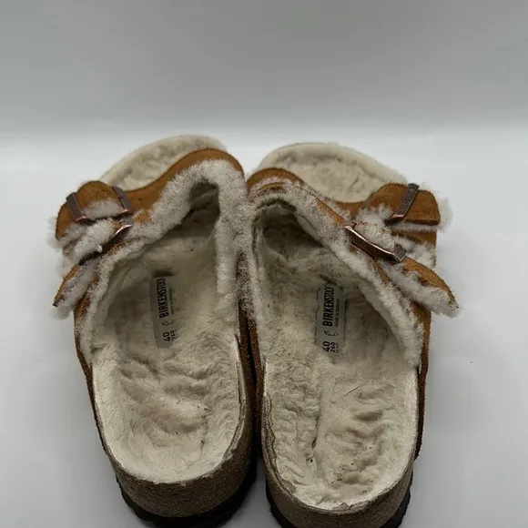 Birkenstock Sz 9 Suede Arizona Shearling Brown Sandals