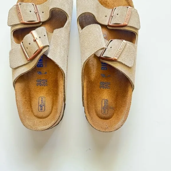 Birkenstock Tan Arizona Suede Leather Sandals Size EU38