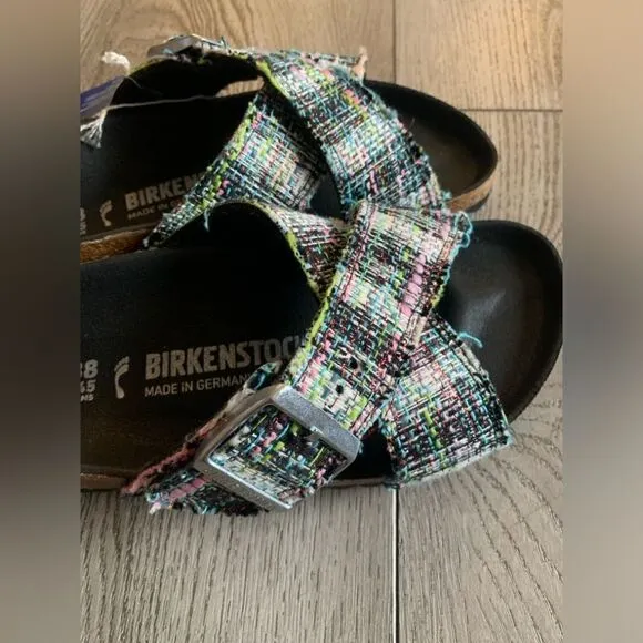 Birkenstock woman’s vegan plaided sandals NWT very beautiful