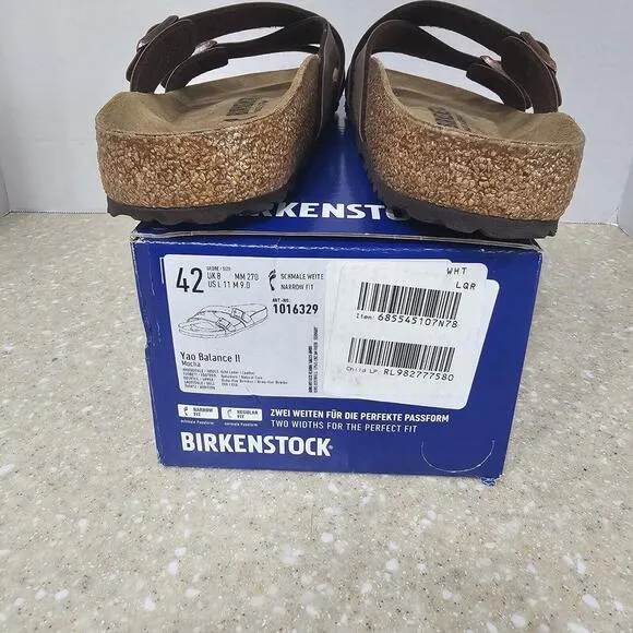 Birkenstock Yao Balance Sandals Mocha Euro 42 Women's 11 US NIB