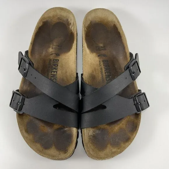 Birkenstock Yao Slide Sandals Womens Size 37 US Size 6-6.5 Narrow Black