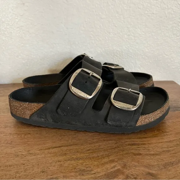 BirkenstockWomen's Arizona Big Buckle Slide Black Sandals Size 7-7.5