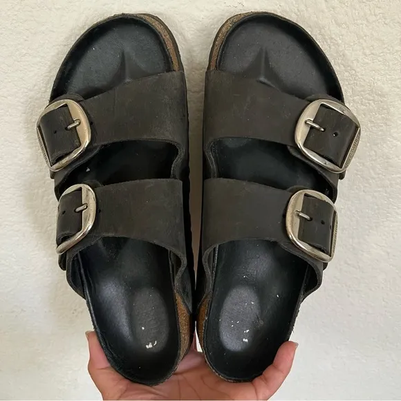 BirkenstockWomen's Arizona Big Buckle Slide Black Sandals Size 7-7.5