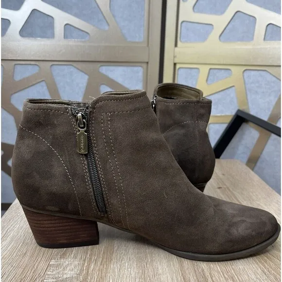 Blondo Valli Ankle Boots Booties Brown Suede Leather Wm Sz 11 M Block Heel Low