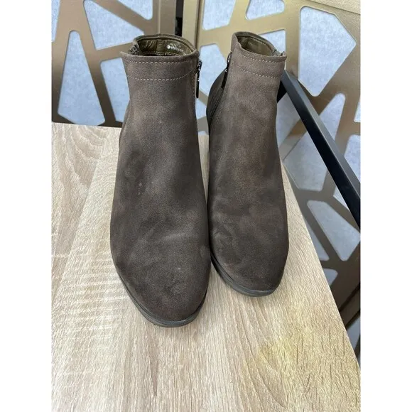 Blondo Valli Ankle Boots Booties Brown Suede Leather Wm Sz 11 M Block Heel Low
