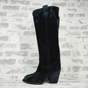 Blondo Women's Wylde Black Pointed Toe Waterproof Suede Western Boots M906
