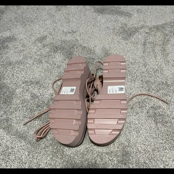 Blush tie sandals. Never Worn. (Size EU 40/US 9)