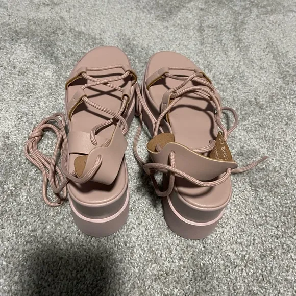 Blush tie sandals. Never Worn. (Size EU 40/US 9)