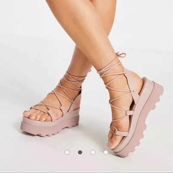 Blush tie sandals. Never Worn. (Size EU 40/US 9)