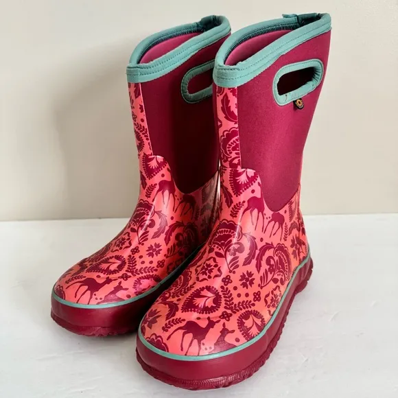 BOGS enchanted deer waterproof winter snow boots, kids girls 3
