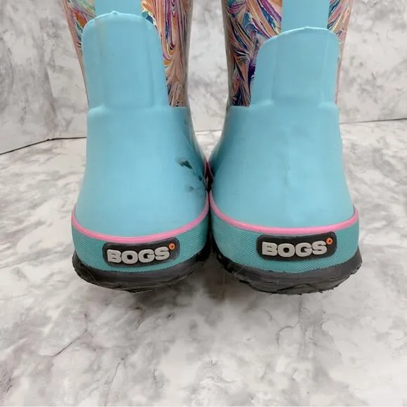 BOGS Rain Boot Marble Light Blue Outdoor Little Girl Size 3