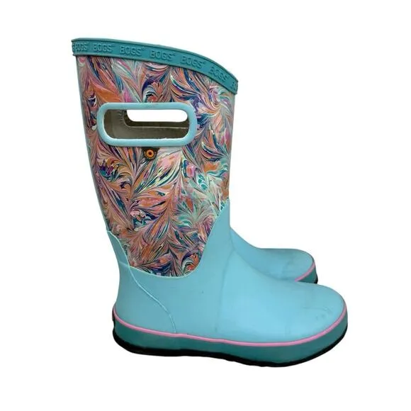 BOGS Rain Boot Marble Light Blue Outdoor Little Girl Size 3