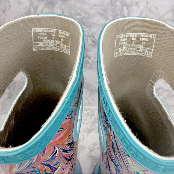 BOGS Rain Boot Marble Light Blue Outdoor Little Girl Size 3