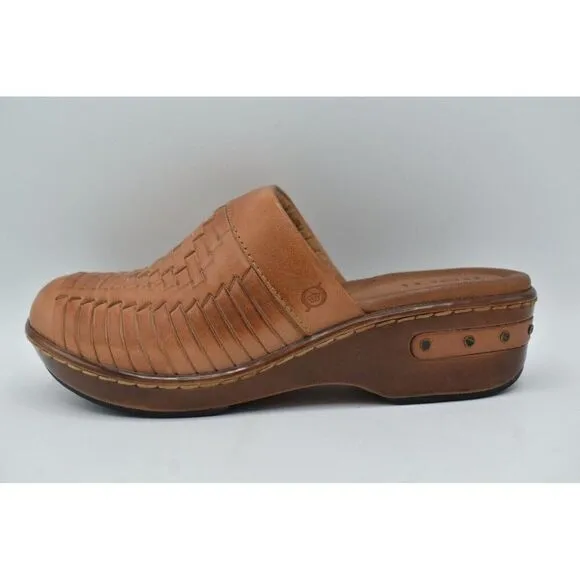 Born Womens Size 8 Yucatan Natural Full Grain Leather Slip On Clogs Mules Shoes