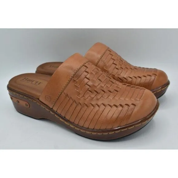 Born Womens Size 8 Yucatan Natural Full Grain Leather Slip On Clogs Mules Shoes