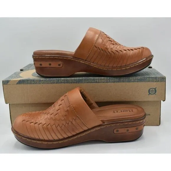 Born Womens Size 8 Yucatan Natural Full Grain Leather Slip On Clogs Mules Shoes